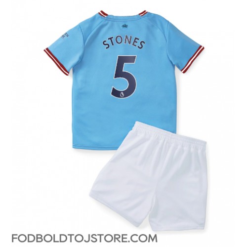 Manchester City John Stones #5 Hjemmebanesæt Børn 2022-23 Kortærmet (+ Korte bukser)